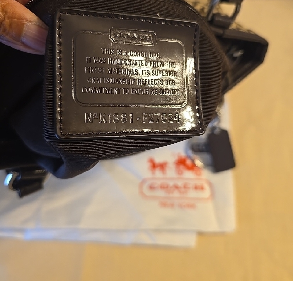 Coach Brown Signature Stripe Shoulder Bag with Dark Brown and Cream Accents - Picture 8 of 8